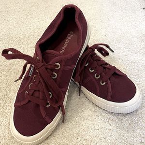 EUC SUPERGA burgundy platform sneakers Sz. 37.5